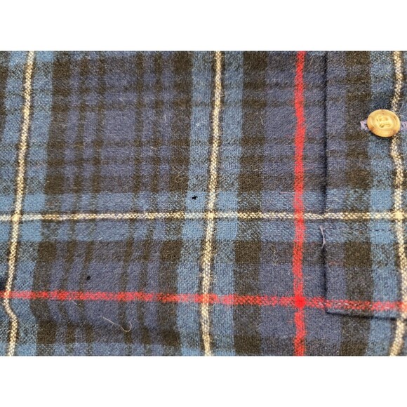 Pendleton Pure Virgin Wool Plaid Elbow Patch ButtonUp Shirt Men Large With Flaws - Picture 10 of 12